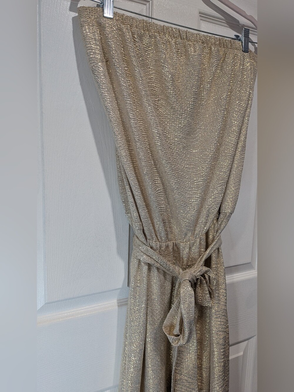 Lilly Pulitzer Strapless Gold Tie-Waist Jumpsuit - Picture 3 of 6